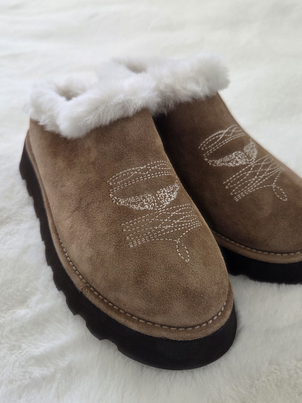 Zadig&Voltaire Embroidered Fur-trimmed Mules Size 36